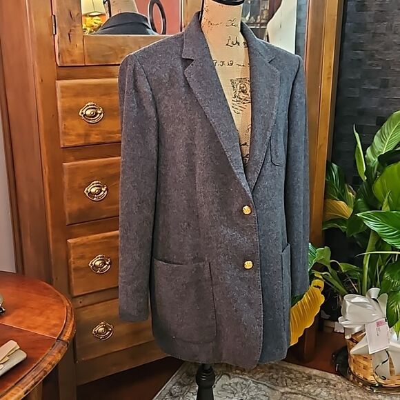 Lauren Ralph Lauren Gray Wool/Cashmere blend long jacket size 14W - Picture 5 of 14